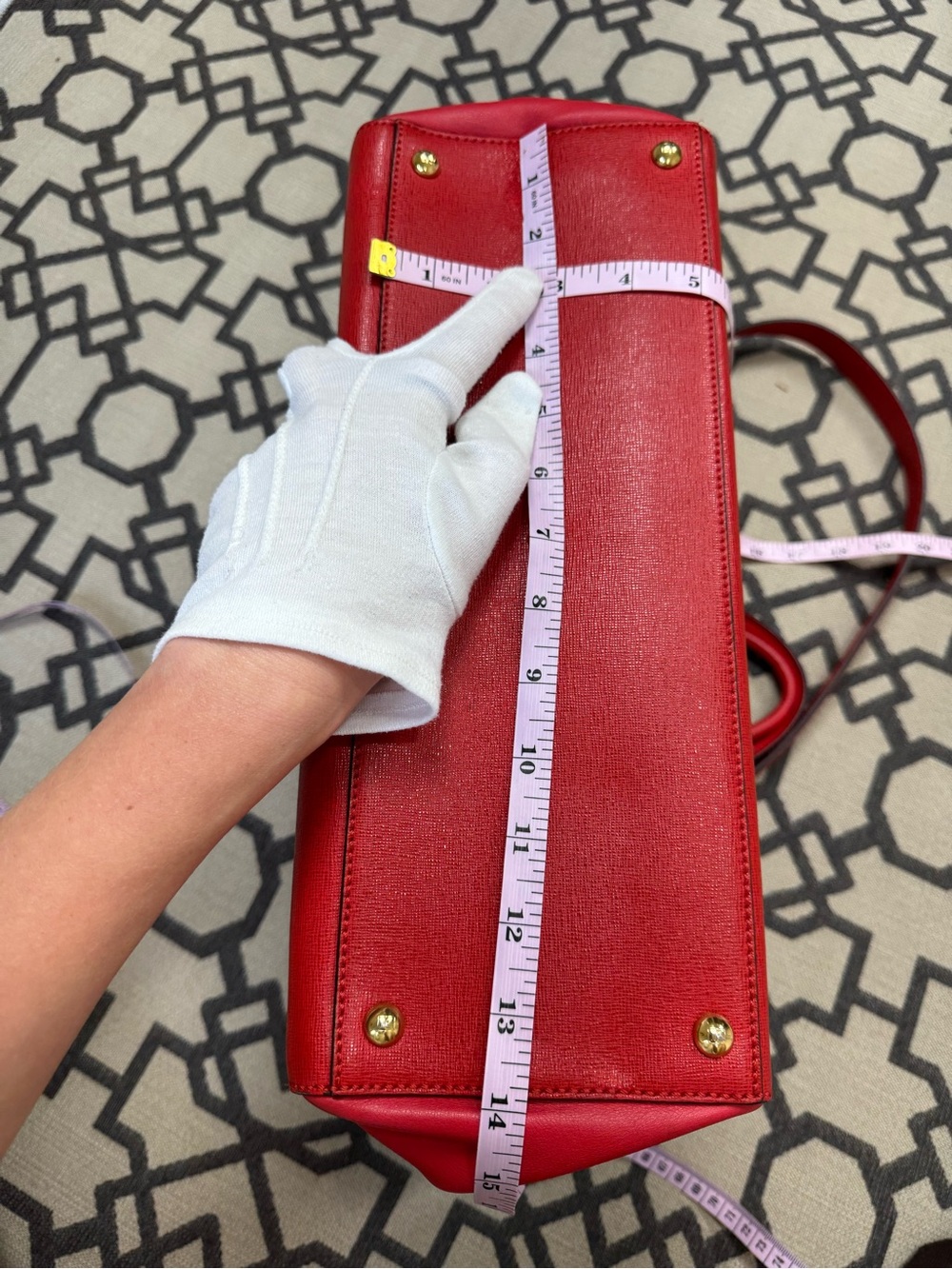 Fendi 2Jours Elite Vitello Leather Tote Bag Rosso Fiamma Red Medium - Picture 15 of 17